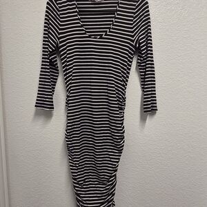 Ingrid & Isabel Black and White Striped Long Sleeve Dress
